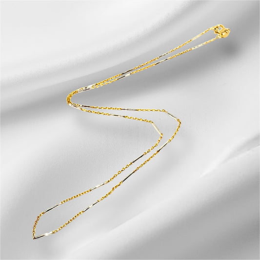 14K Solid Gold Two Tone Tube Cable Chain necklace