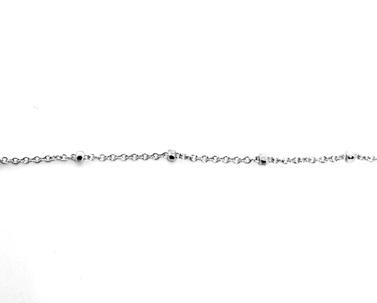 14K Solid White Gold Cable Chain with Beads Necklace