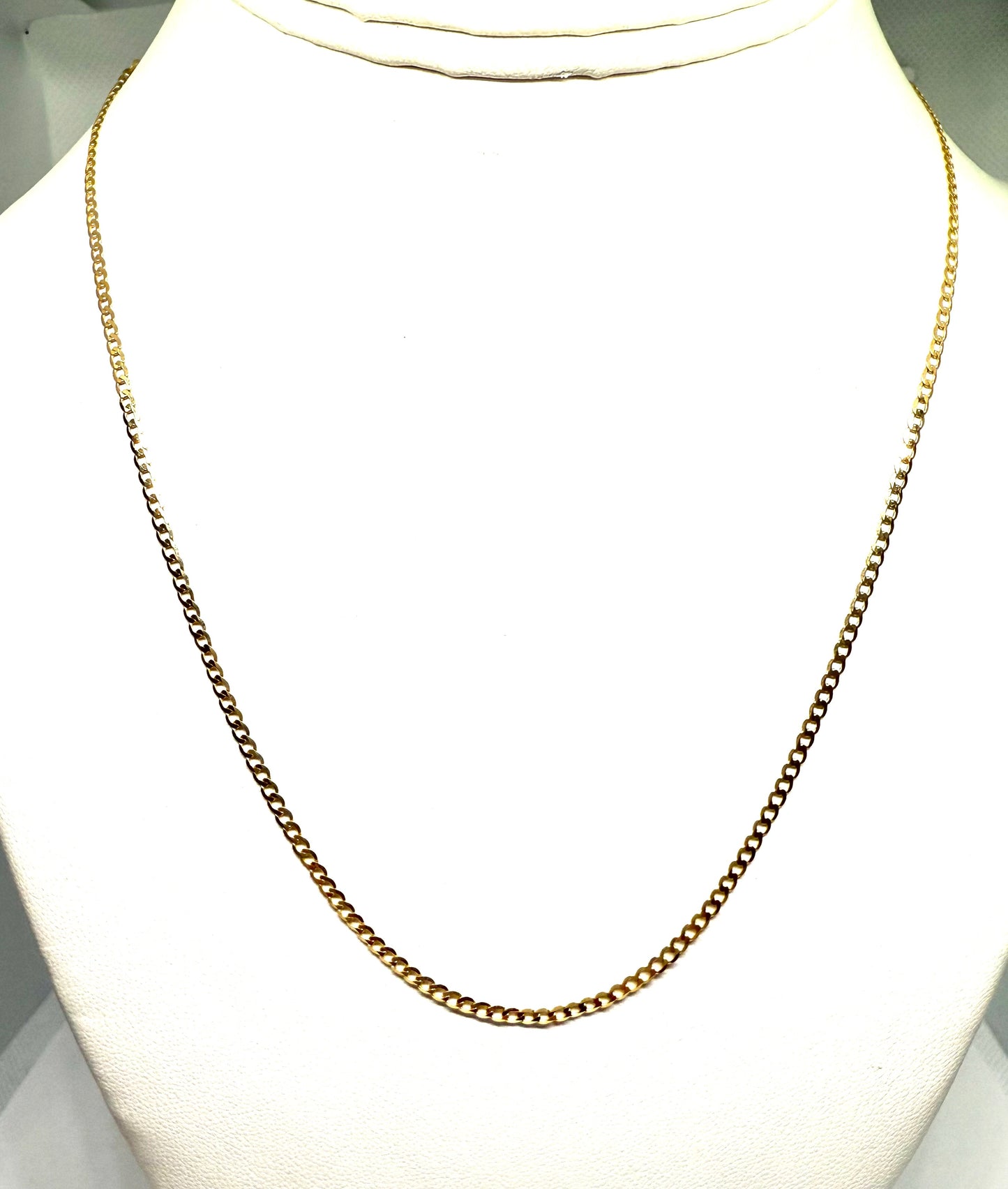 14K Solid Gold Flat Cuban Chain Necklace