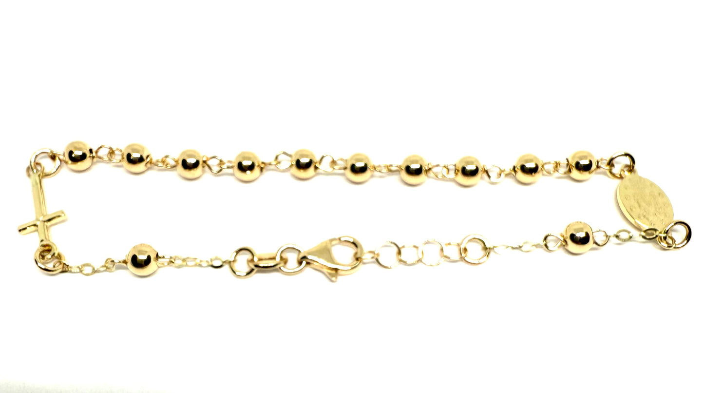 14K Solid Gold Rosary Bracelet