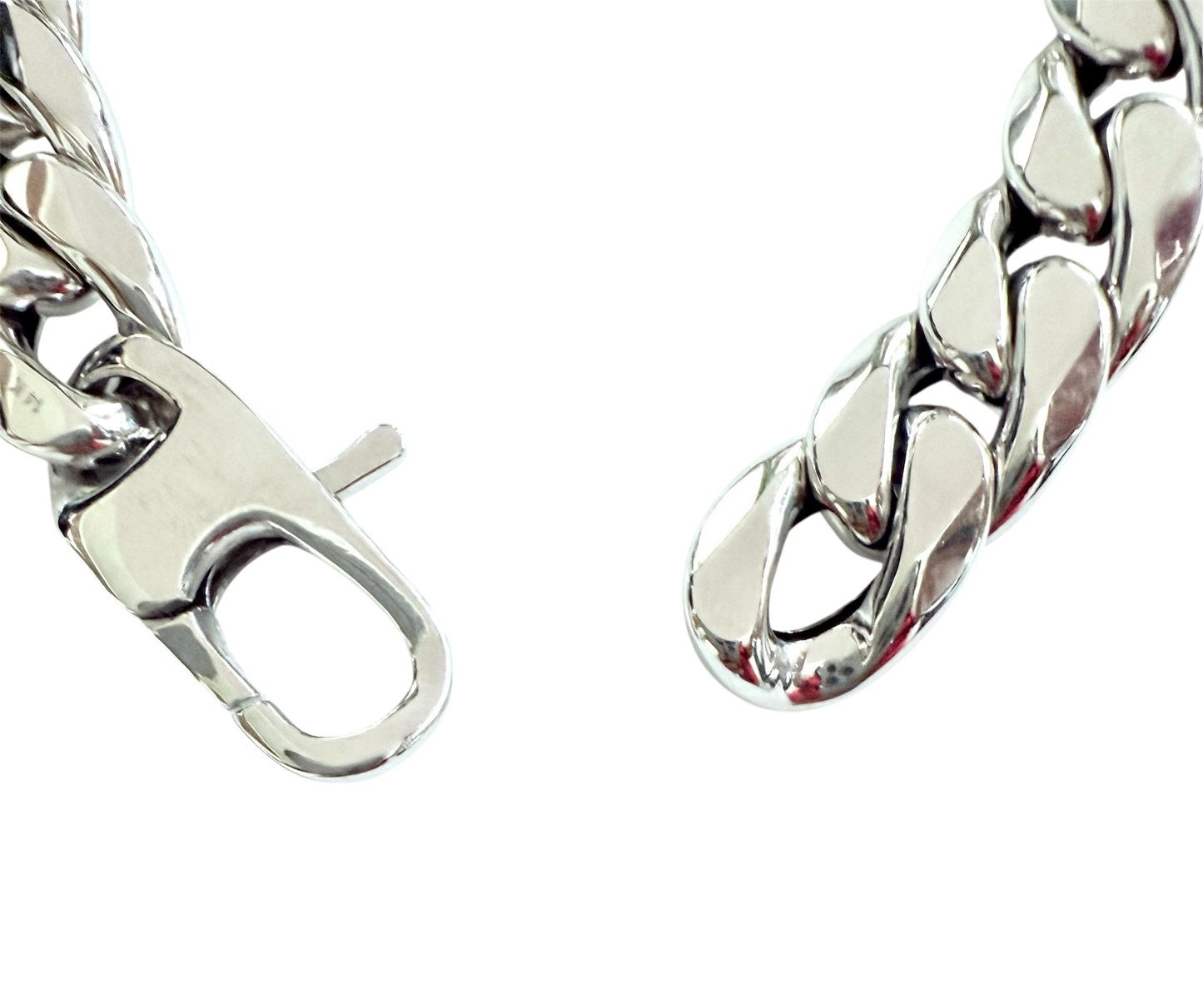 14K Solid White Gold 11mm Hollow Cuban Link Bracelet