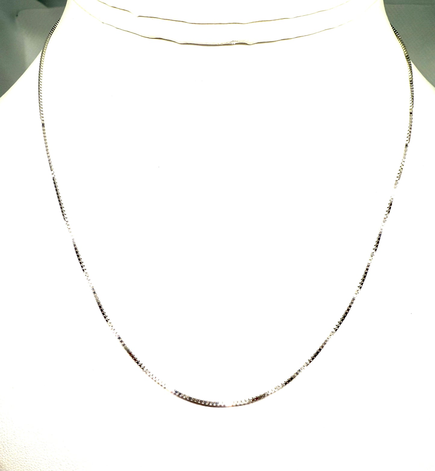 14K Solid White Gold Box Chain Necklace