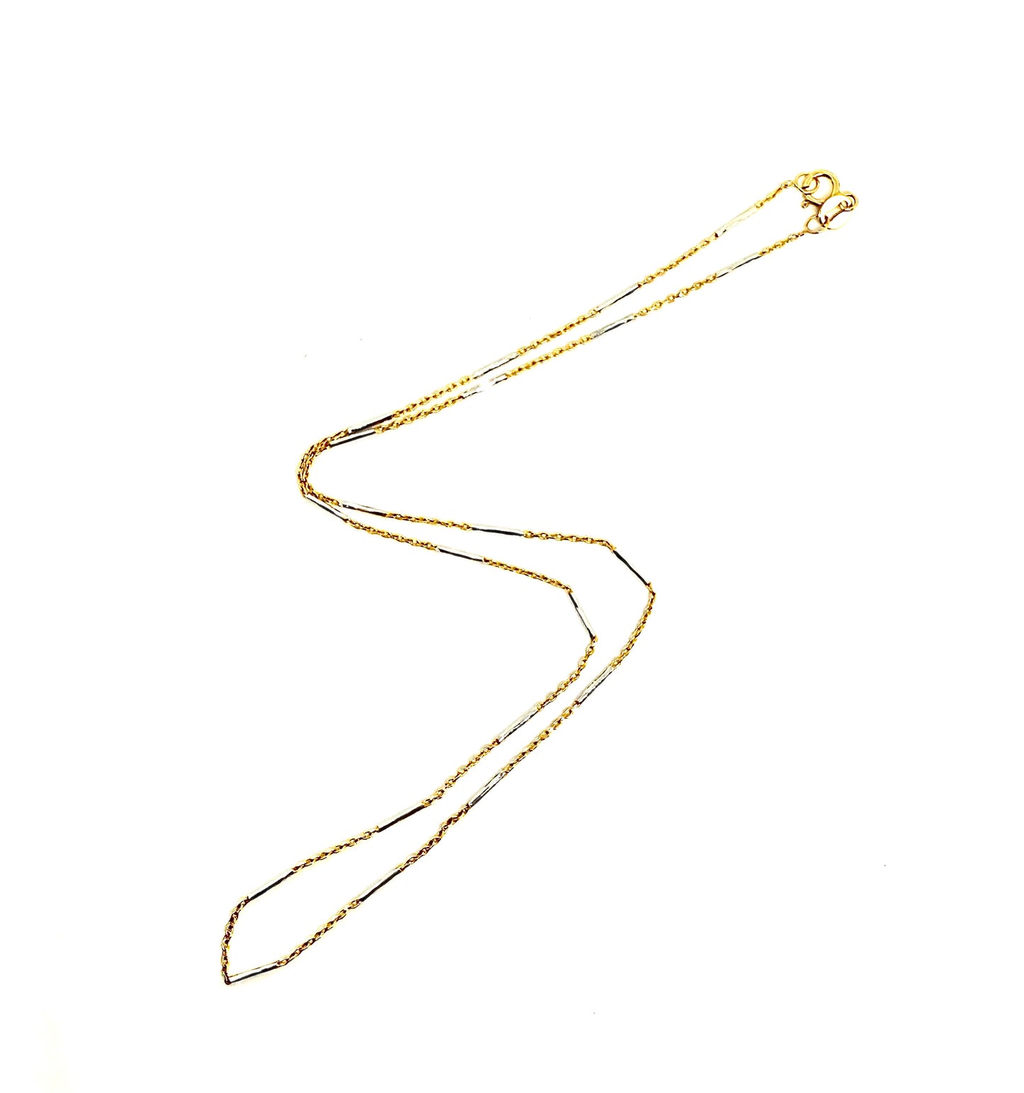 14K Solid Gold Two Tone Tube Cable Chain necklace