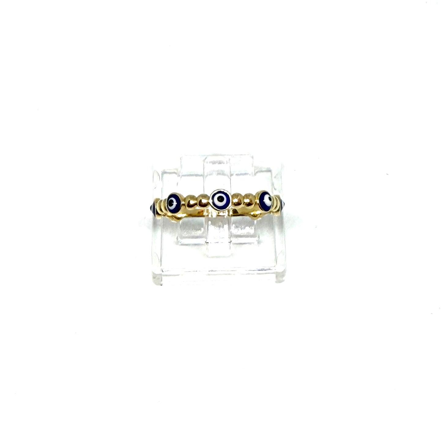 14K Solid Gold Evil Eye Ring