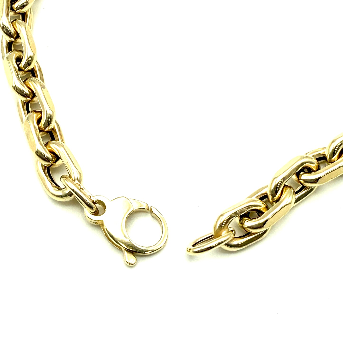 14K Solid Gold Thick Flat Cable Chain Bracelet