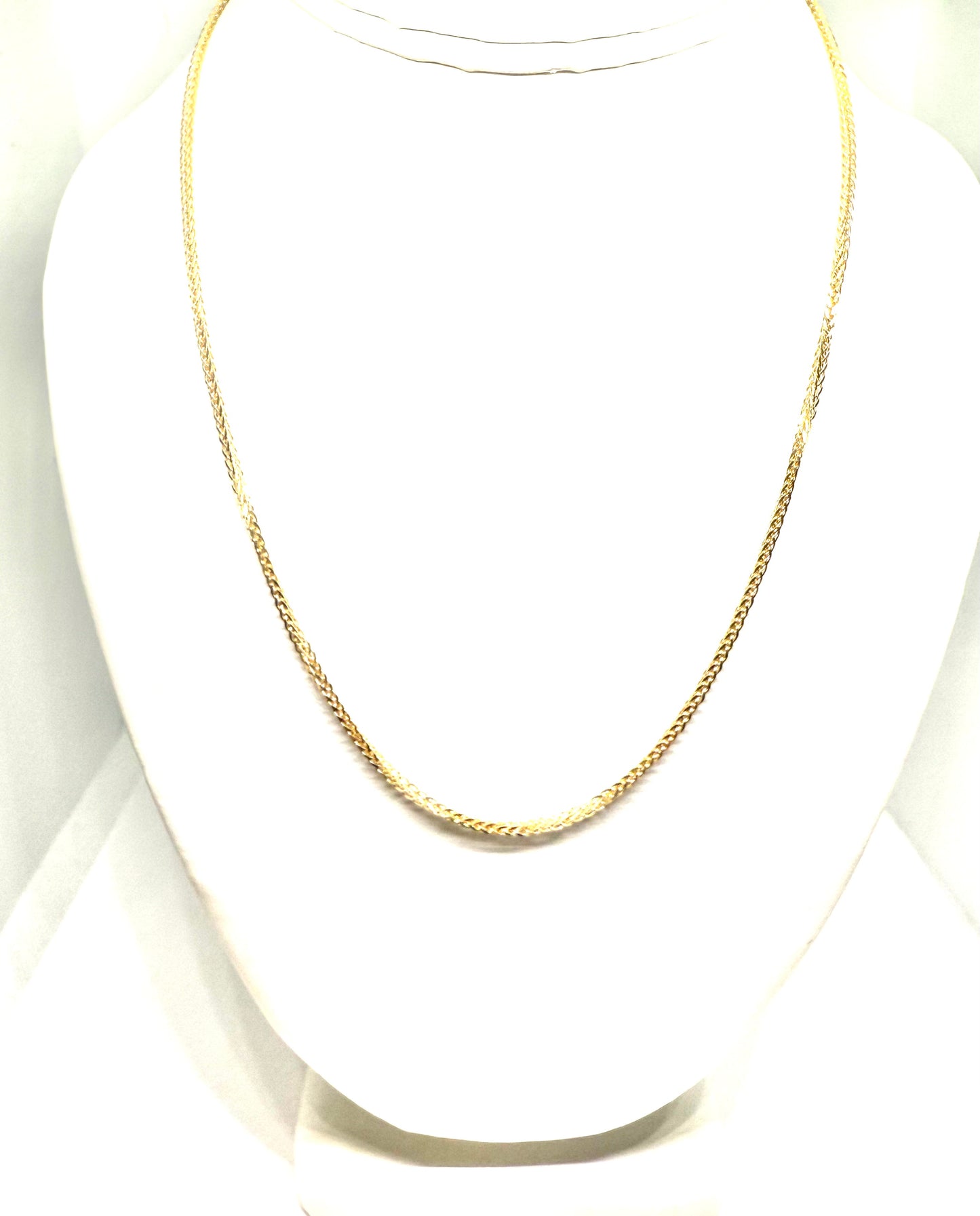 14k Solid Gold Thick Wheat Chain Necklace