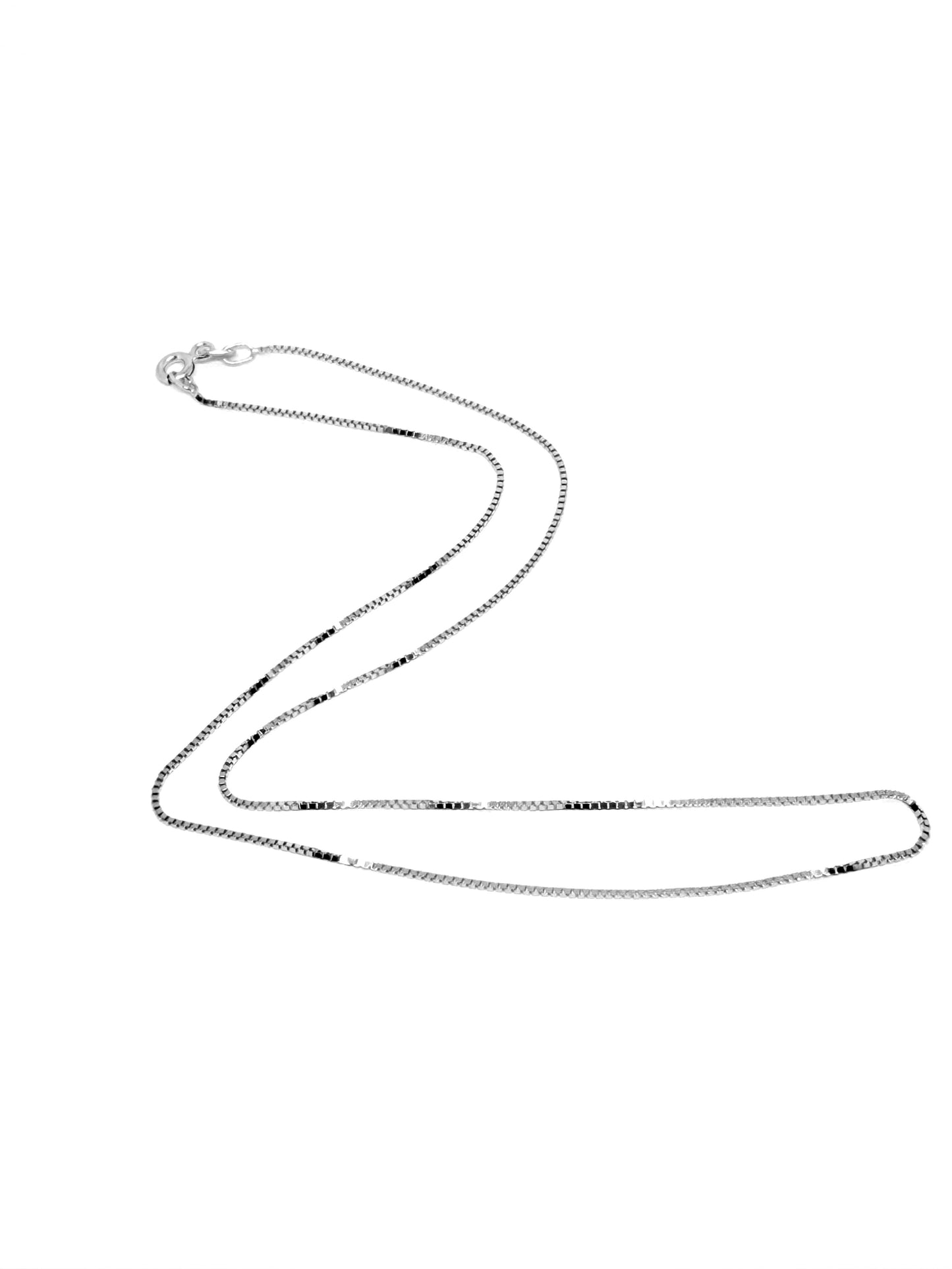 14K Solid White Gold Box Chain Necklace