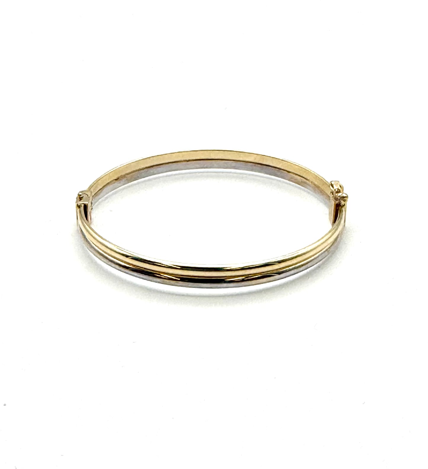 14K Solid Gold Two Tone Bangle