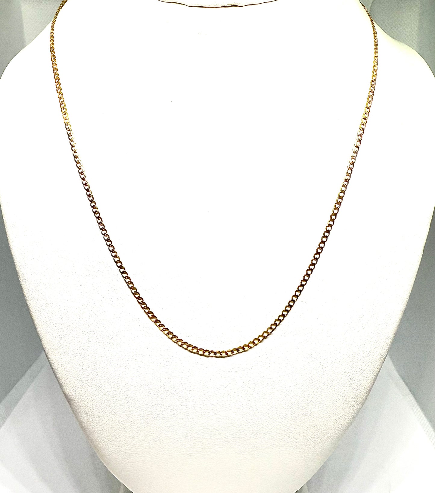 14K Solid Gold Flat Cuban Chain Necklace