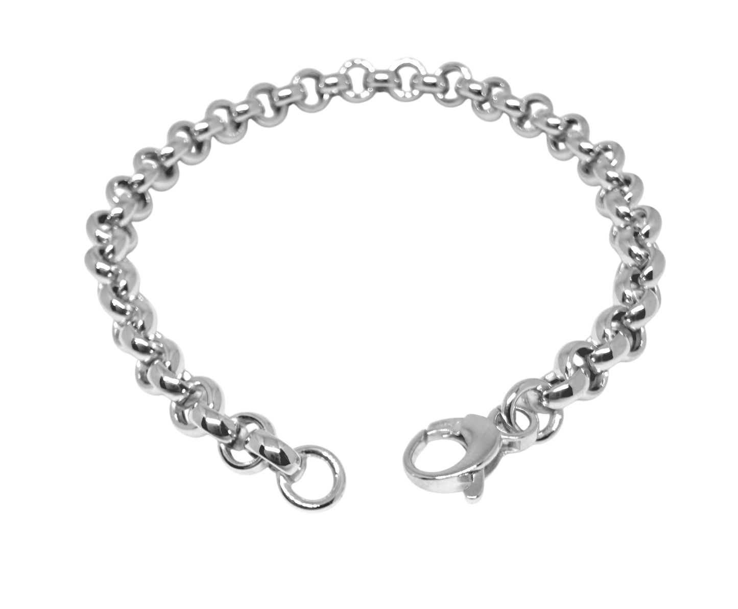 14K Solid White Gold Rolo Chain Bracelet