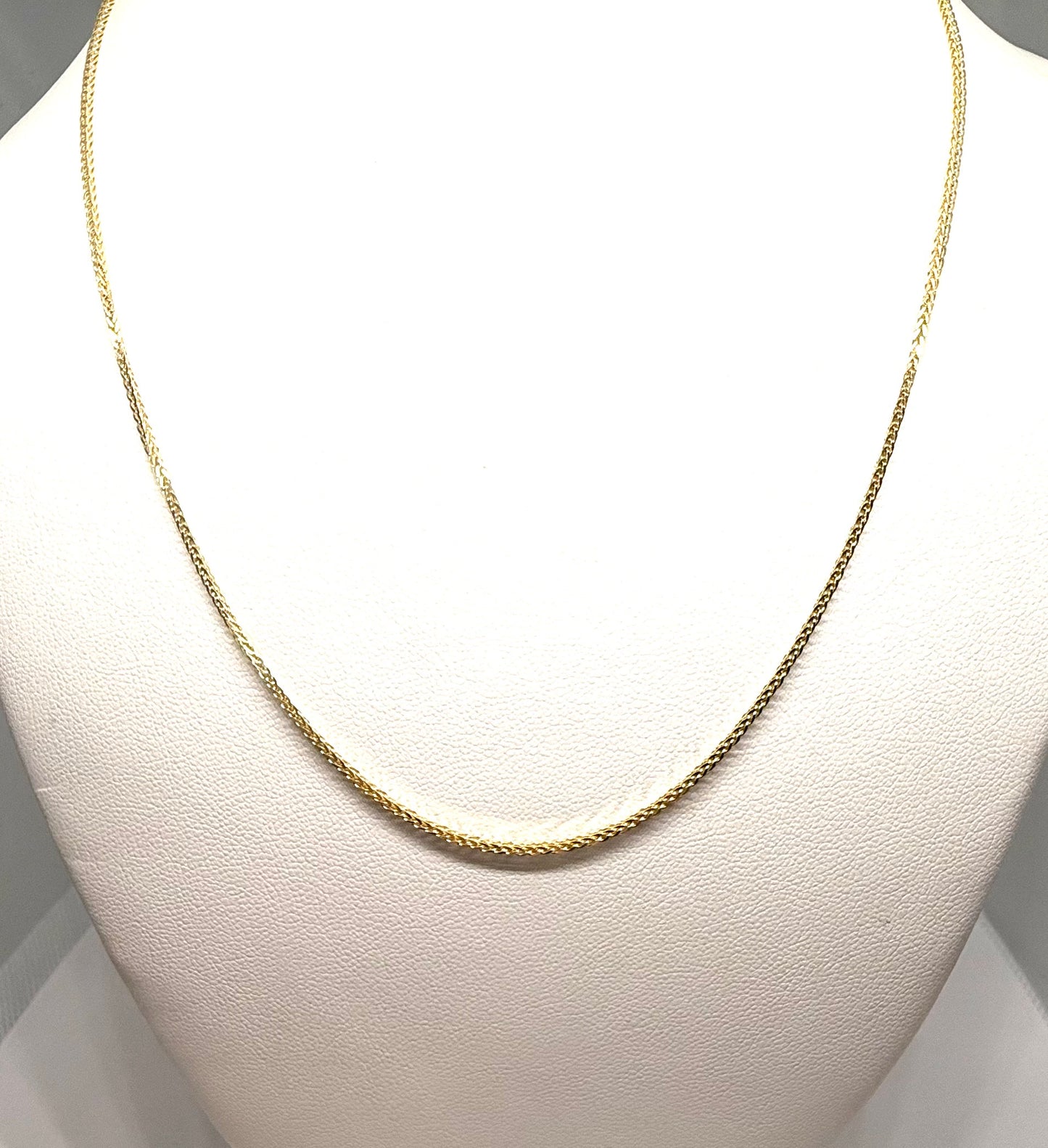 14K Solid Gold Thin Wheat Chain Necklace