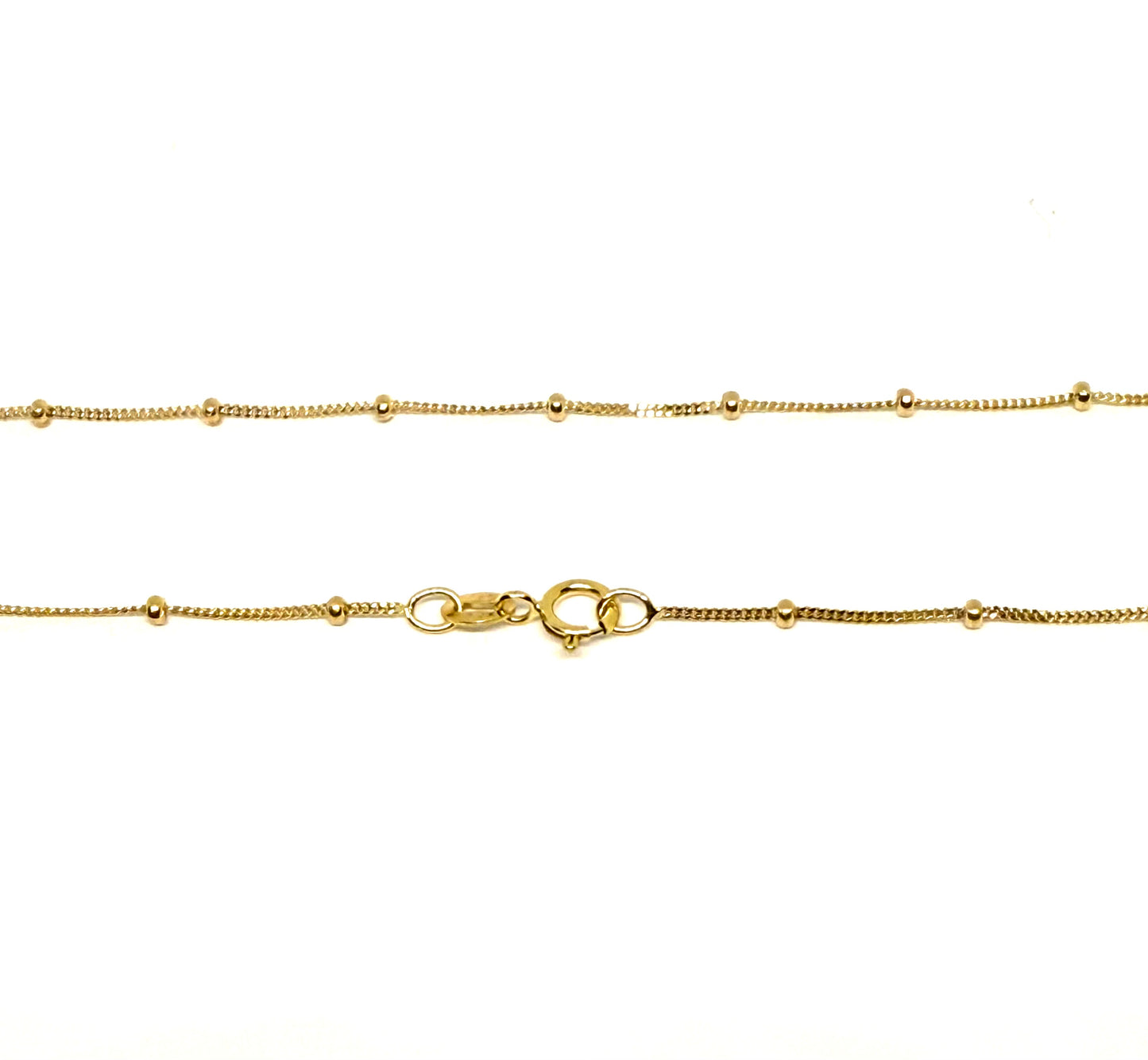 14K Solid Gold Satellite Chain with Beads Necklace