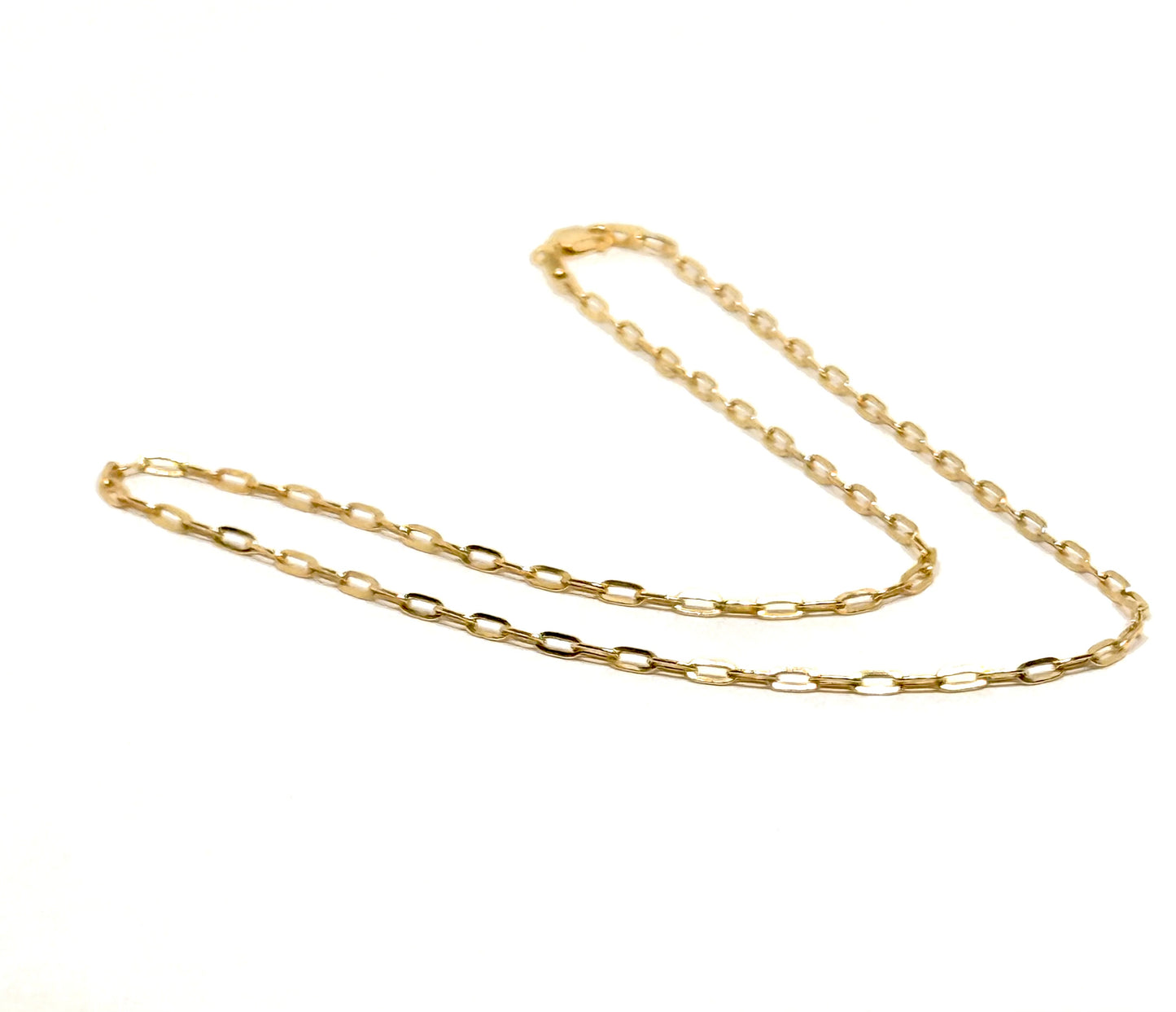 14K Solid Gold Paper clip Chain Necklace