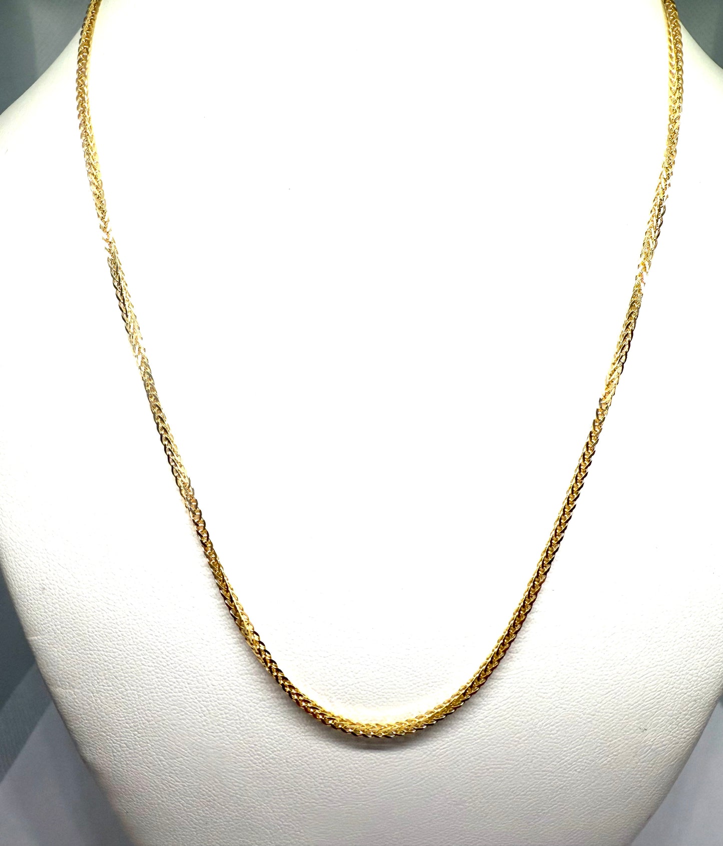 14k Solid Gold Thick Wheat Chain Necklace