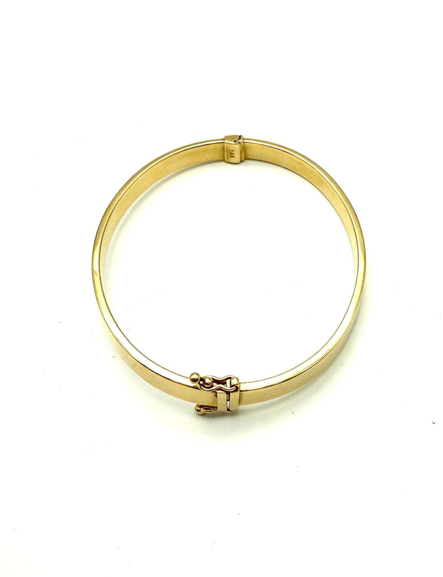 14K Solid Gold Plain Flat Bangle