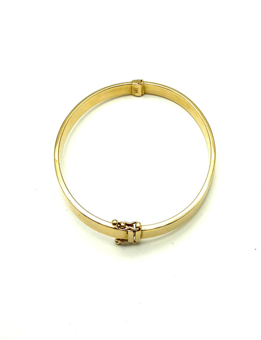 14K Solid Gold Plain Flat Bangle