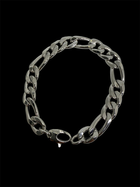 14K Solid White Gold Figaro Chain Bracelet