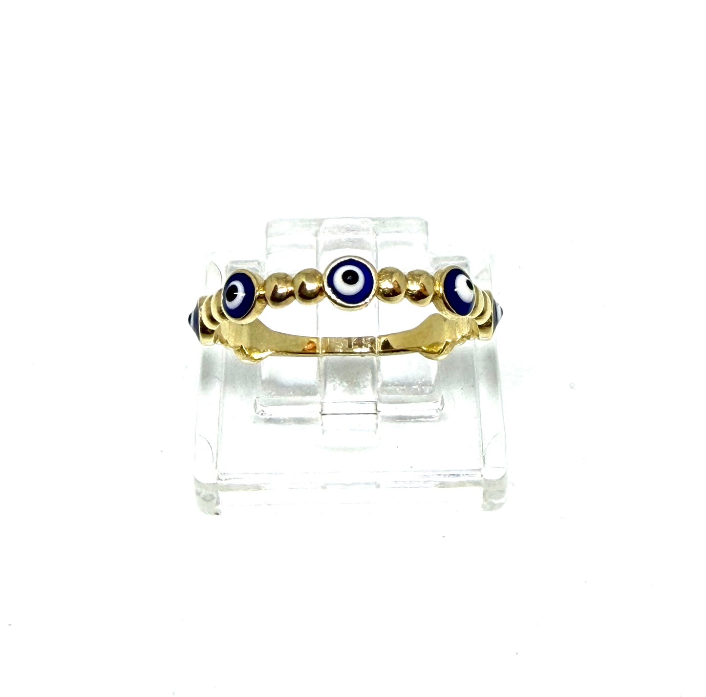 14K Solid Gold Evil Eye Ring