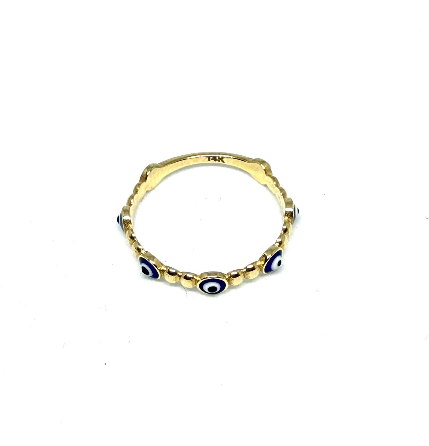 14K Solid Gold Evil Eye Ring