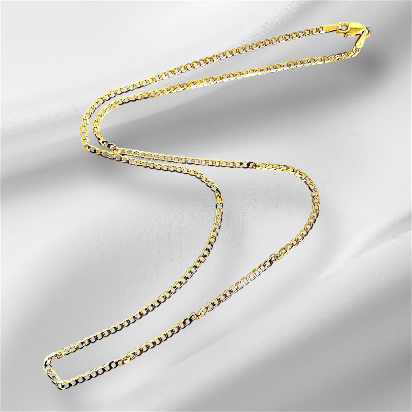 14K Solid Gold Flat Cuban Chain Necklace