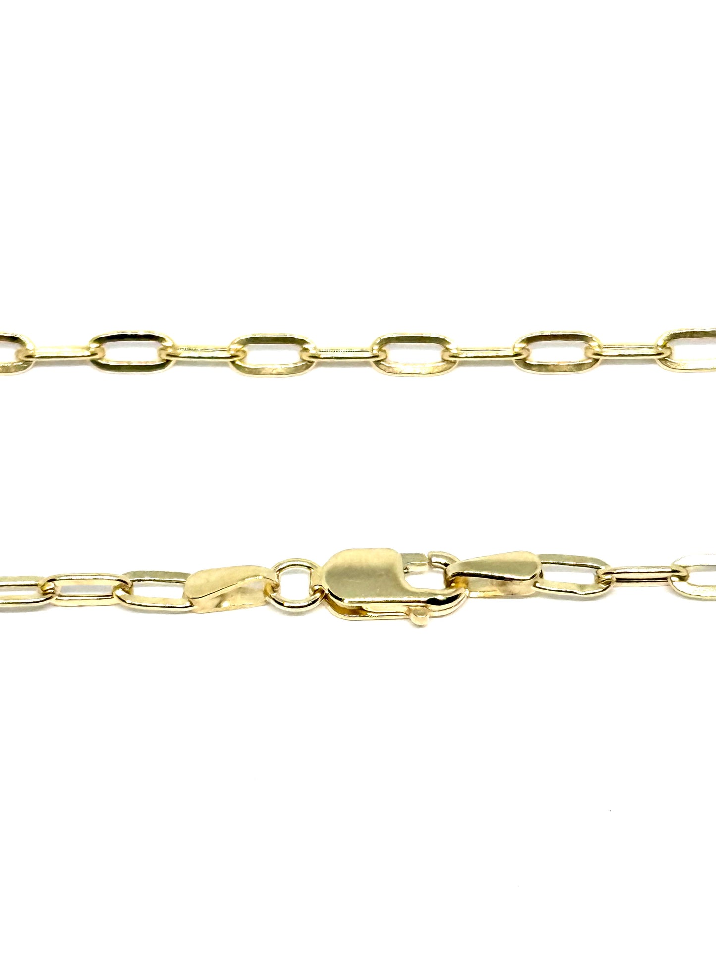 14K Solid Gold Paper clip Chain Necklace