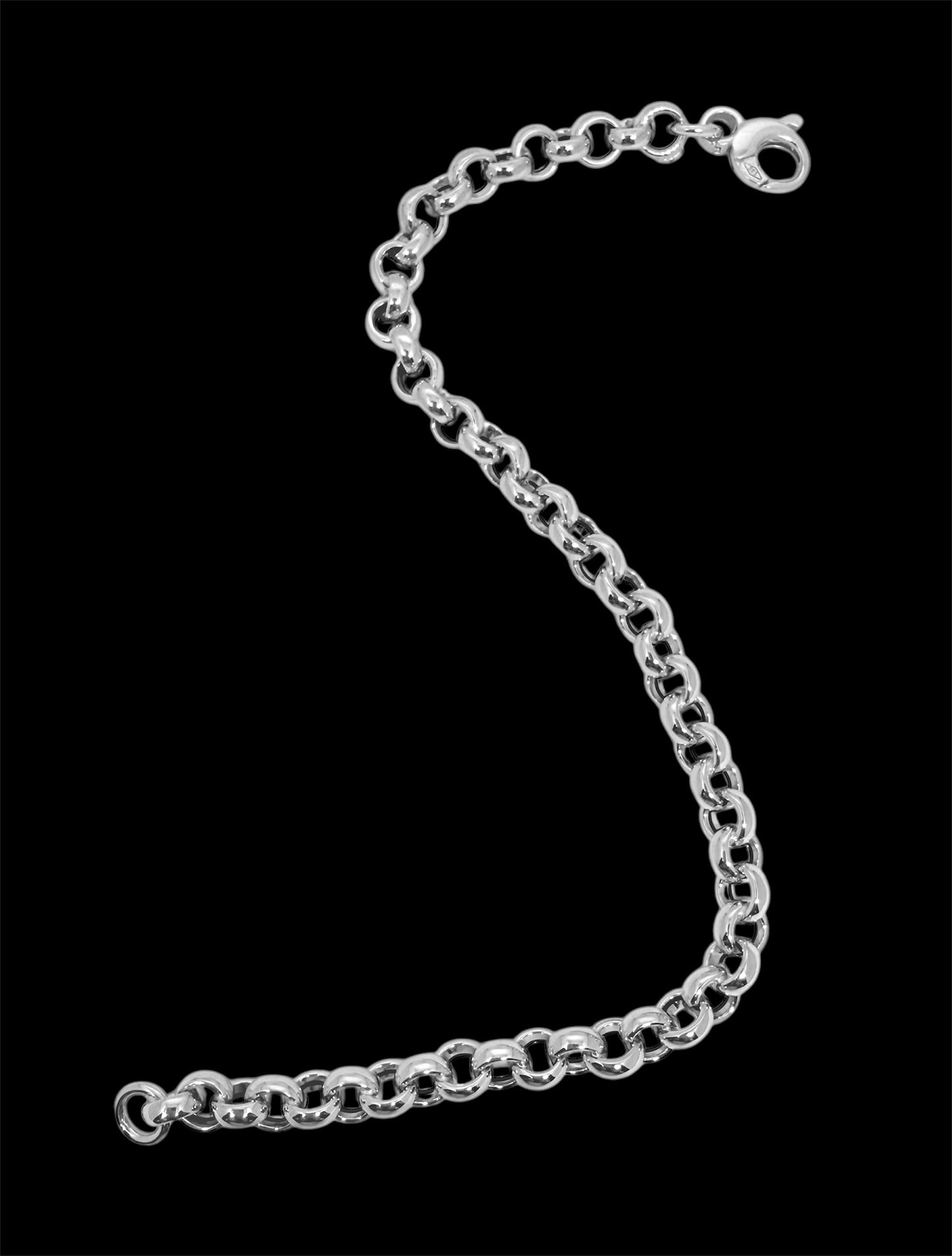14K Solid White Gold Rolo Chain Bracelet