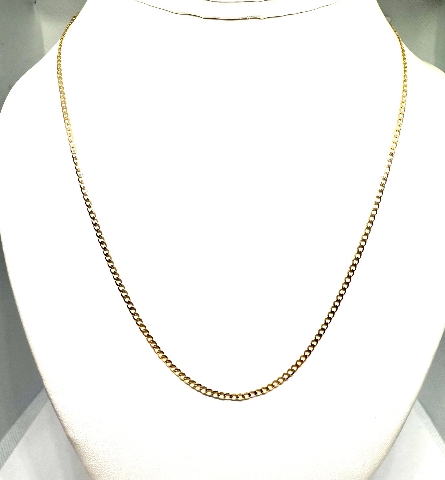 14K Solid Gold Flat Cuban Chain Necklace