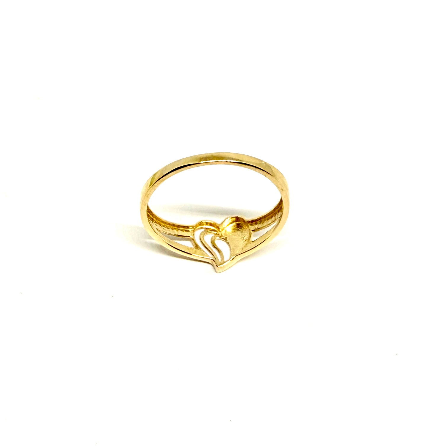 14K Solid Gold Two Tone Heart Ring