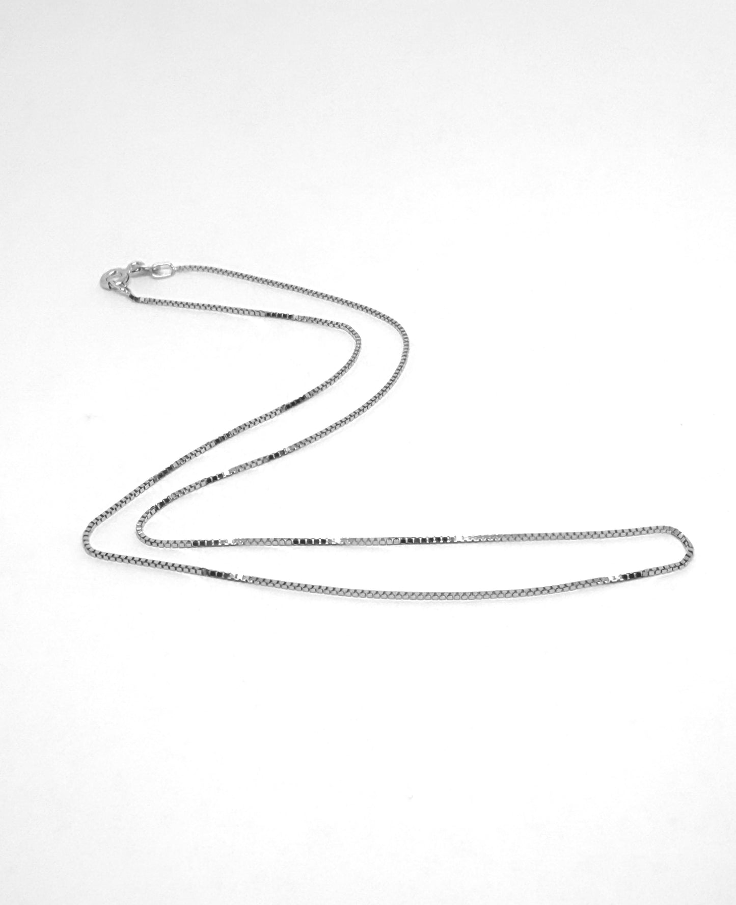 14K Solid White Gold Box Chain Necklace