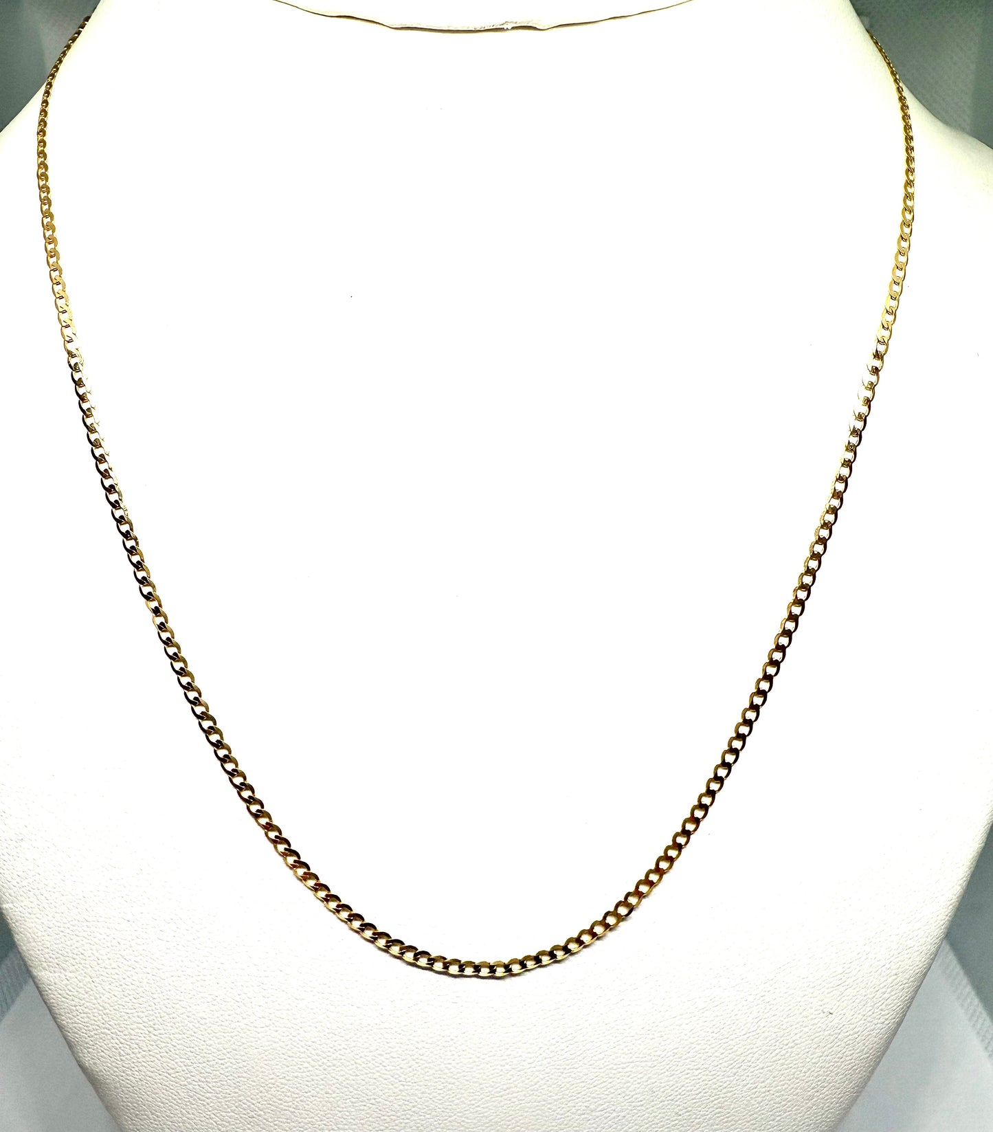 14K Solid Gold Flat Cuban Chain Necklace