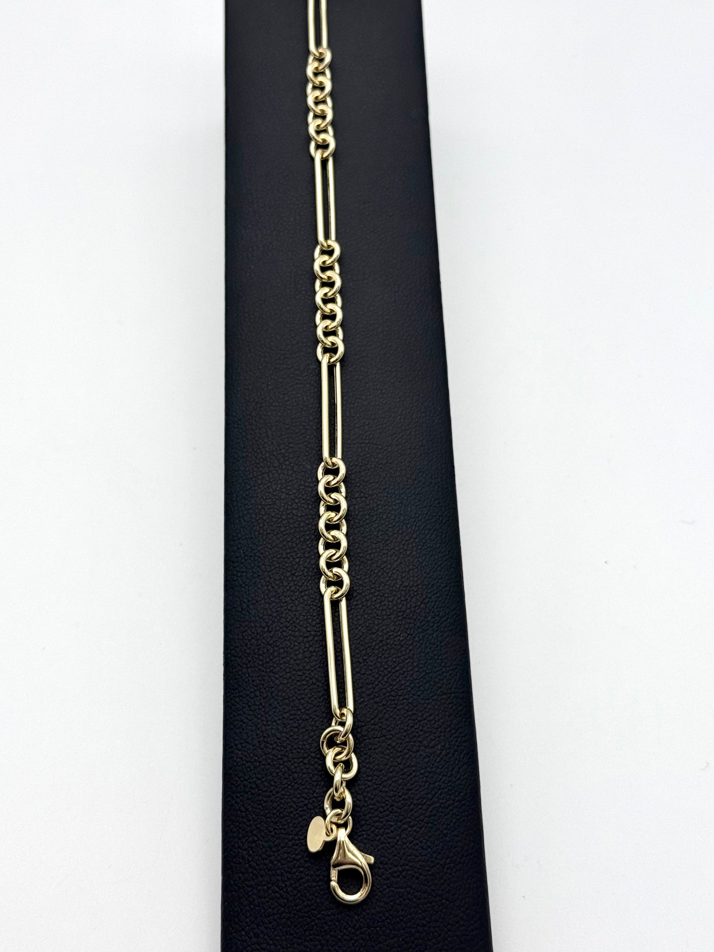 14K Solid Gold Paperclip Rolo Chain Bracelet