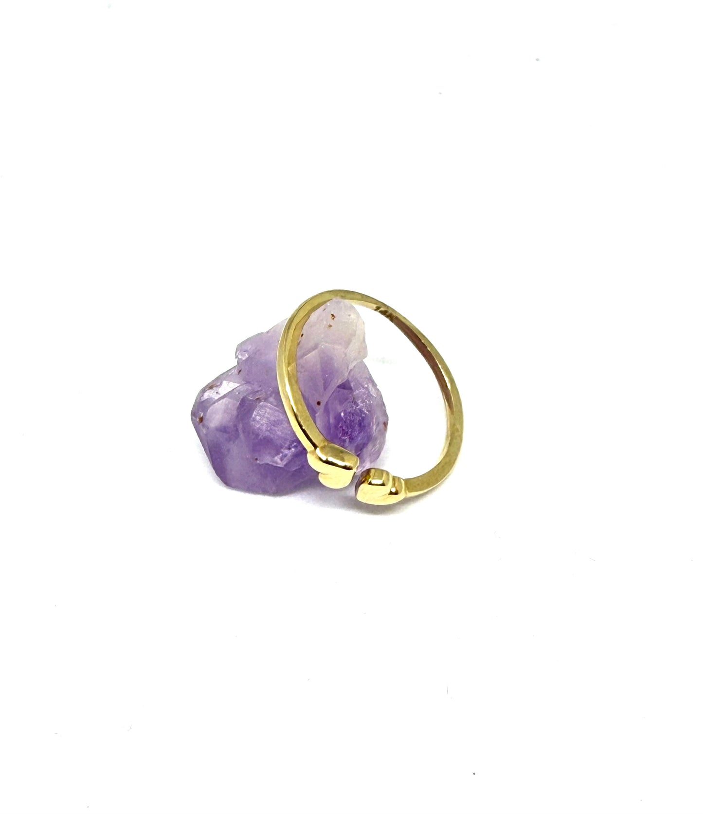 14K Solid Gold Two Puffy Hearts Adjustable Ring
