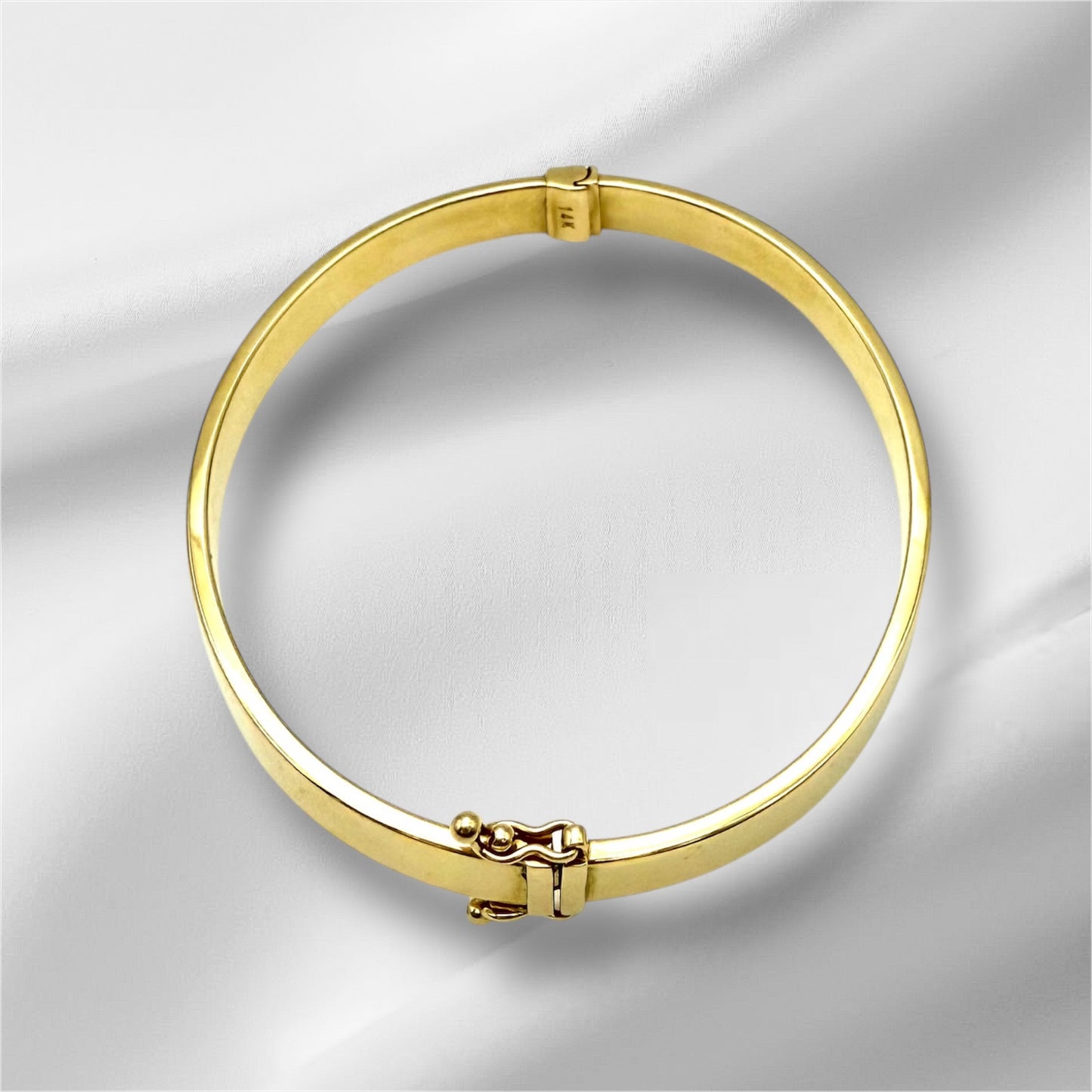 14K Solid Gold Plain Flat Bangle