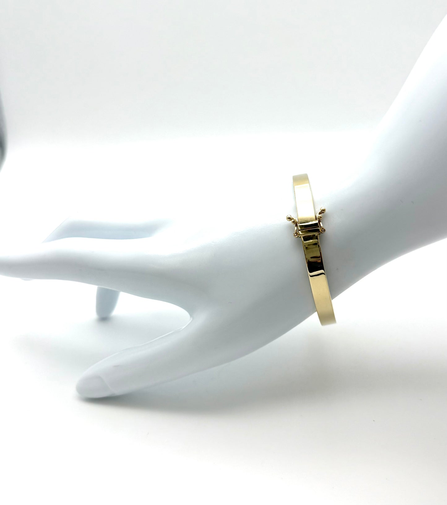 14K Solid Gold Plain Flat Bangle