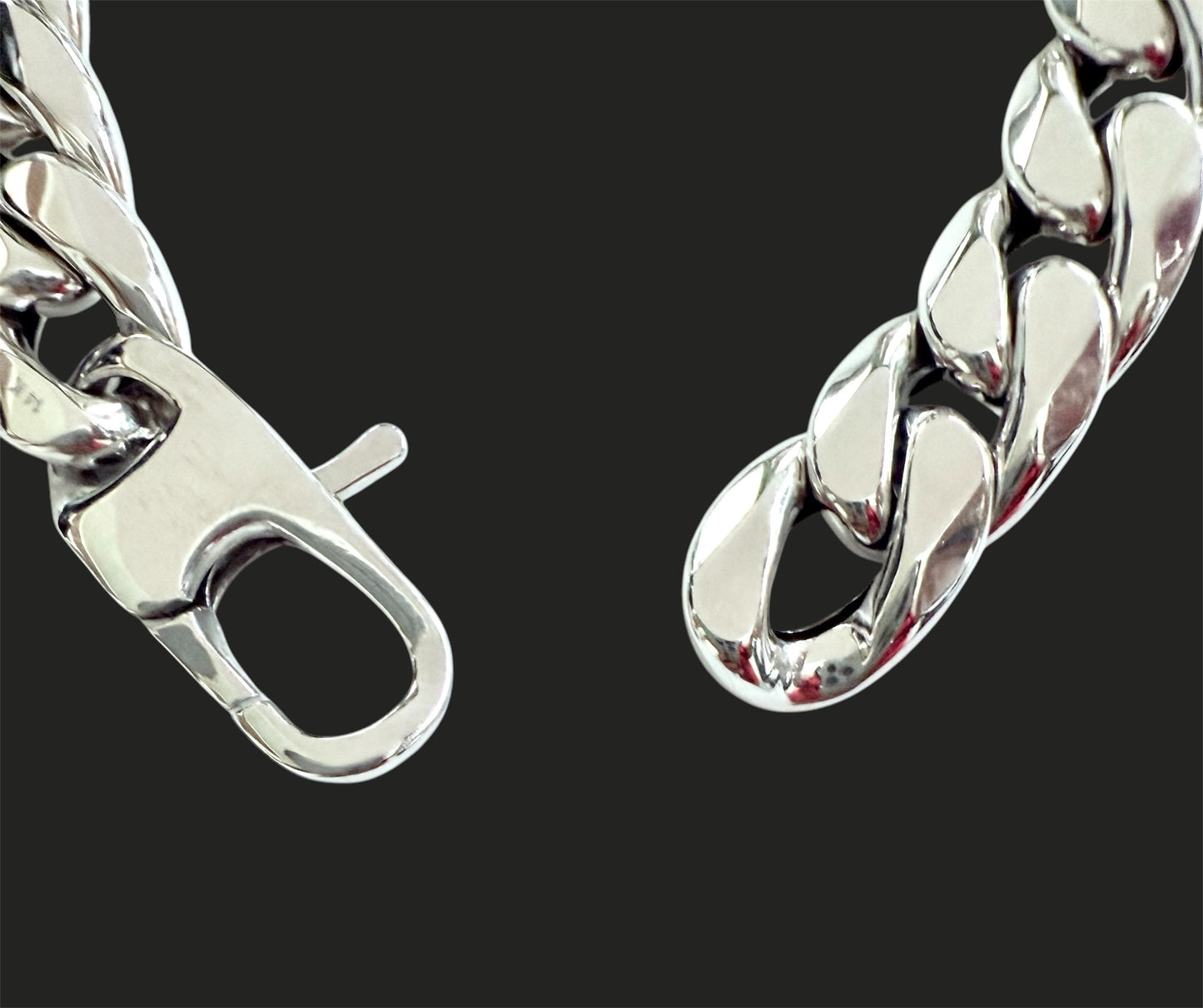 14K Solid White Gold 11mm Hollow Cuban Link Bracelet