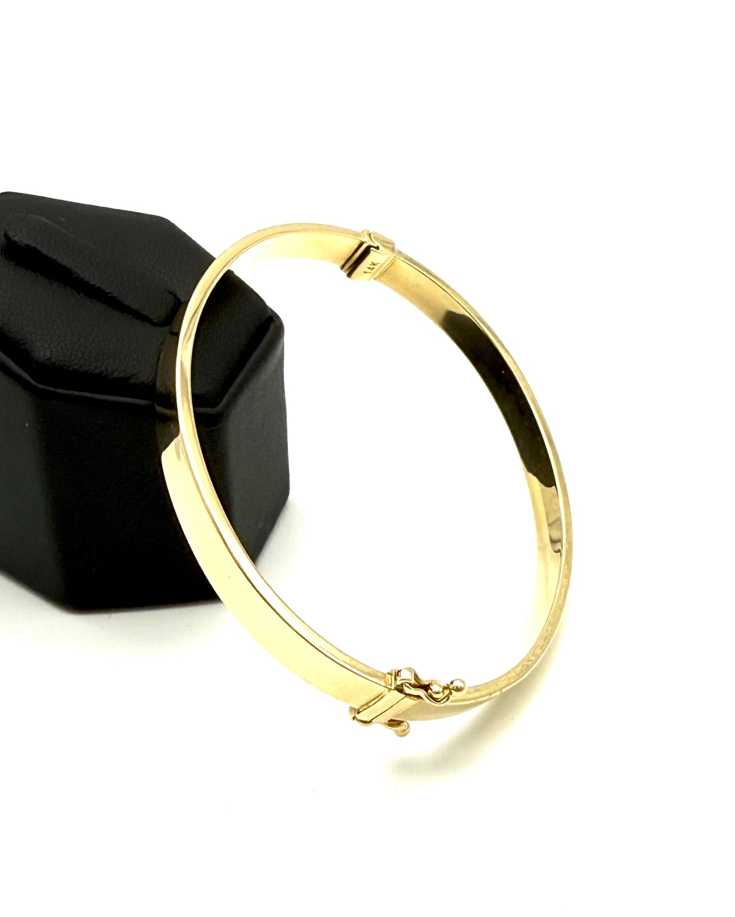 14K Solid Gold Plain Flat Bangle