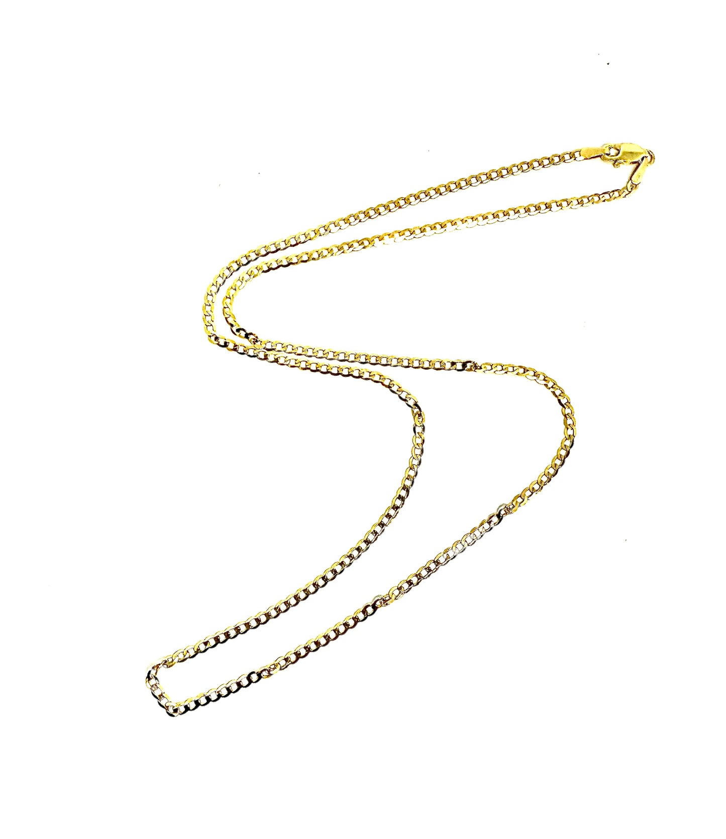 14K Solid Gold Flat Cuban Chain Necklace