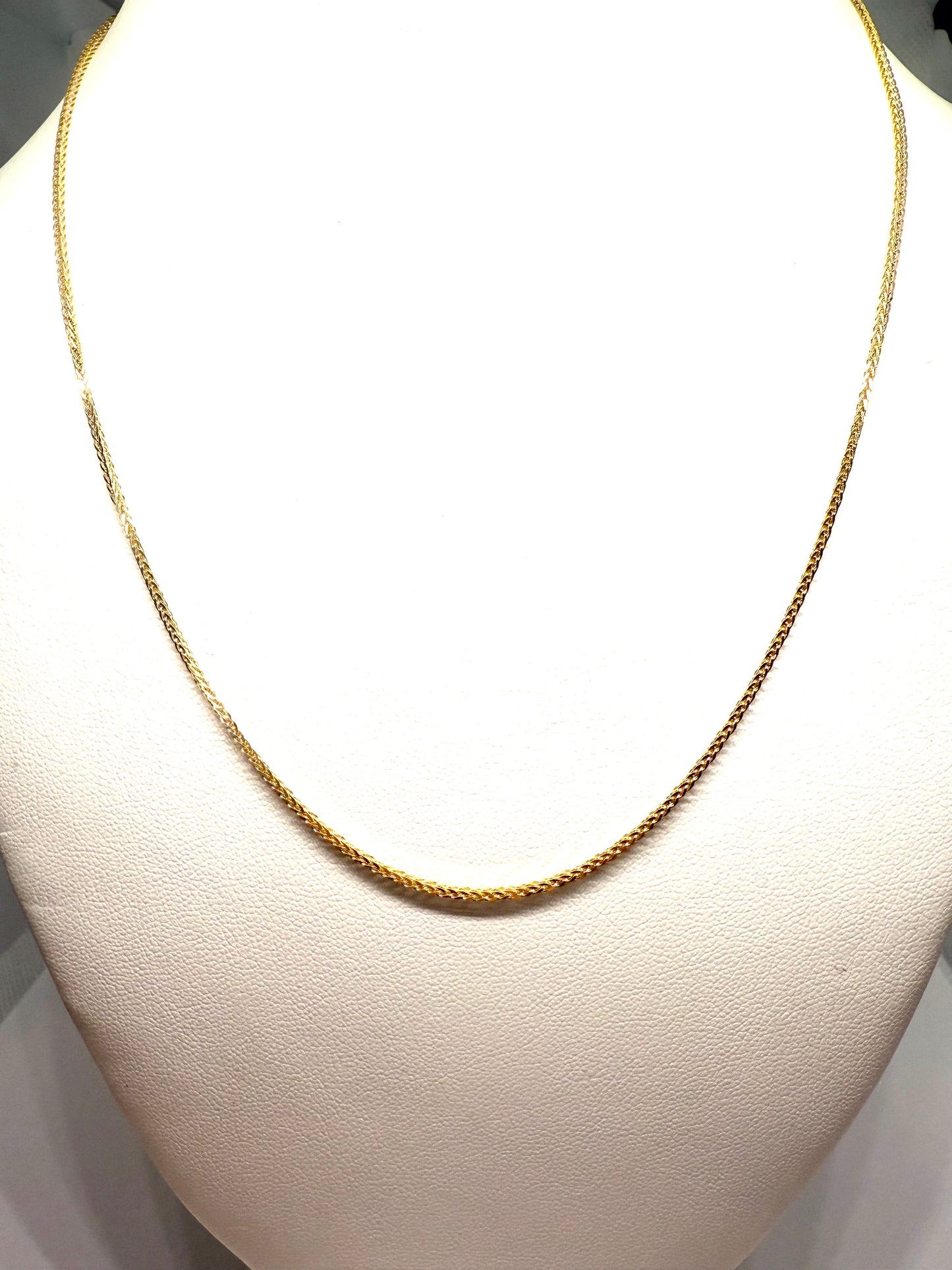 14K Solid Gold Thin Wheat Chain Necklace