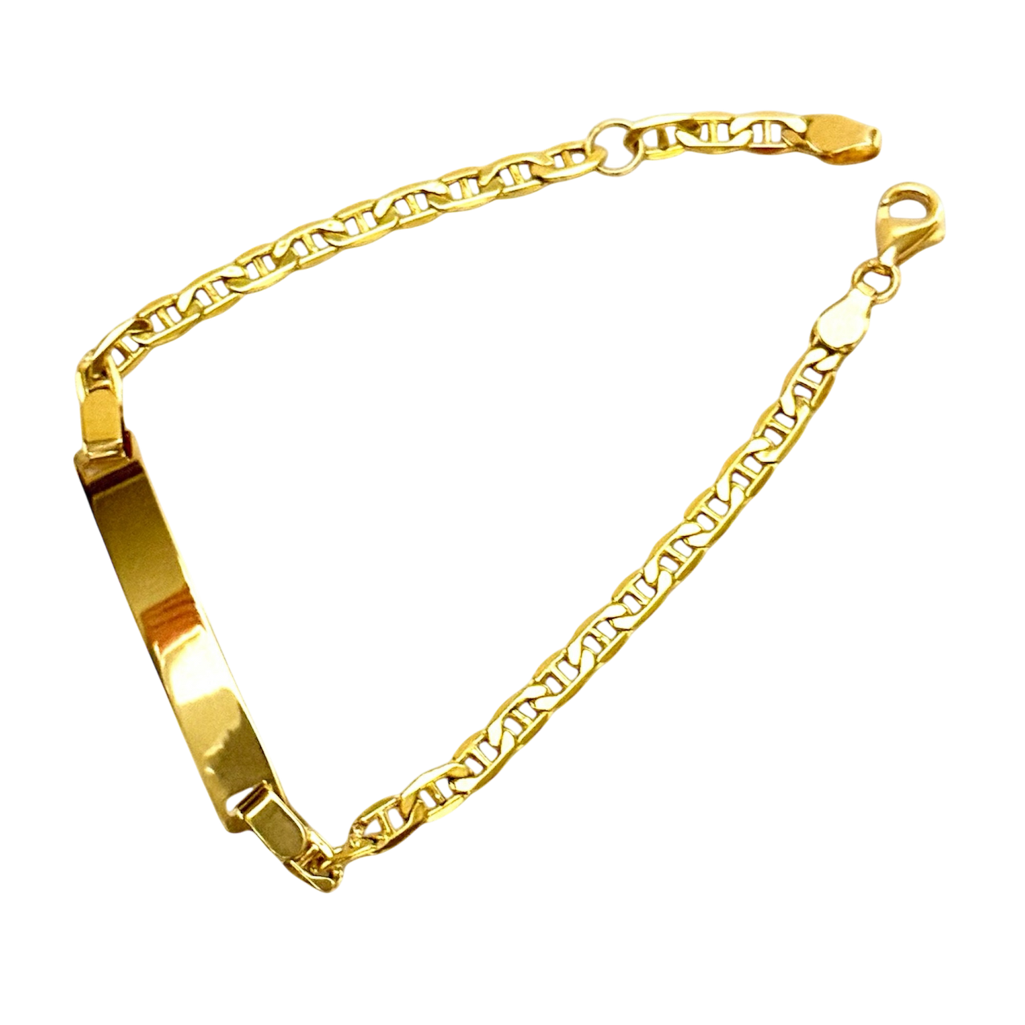 14K Solid Gold Mariner Chain ID Bracelet (Free Engraving)