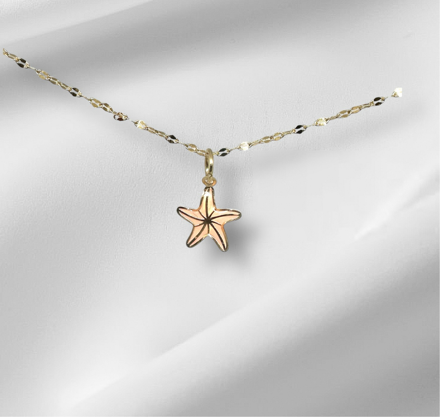14K Solid Gold Star Enameled Pendant