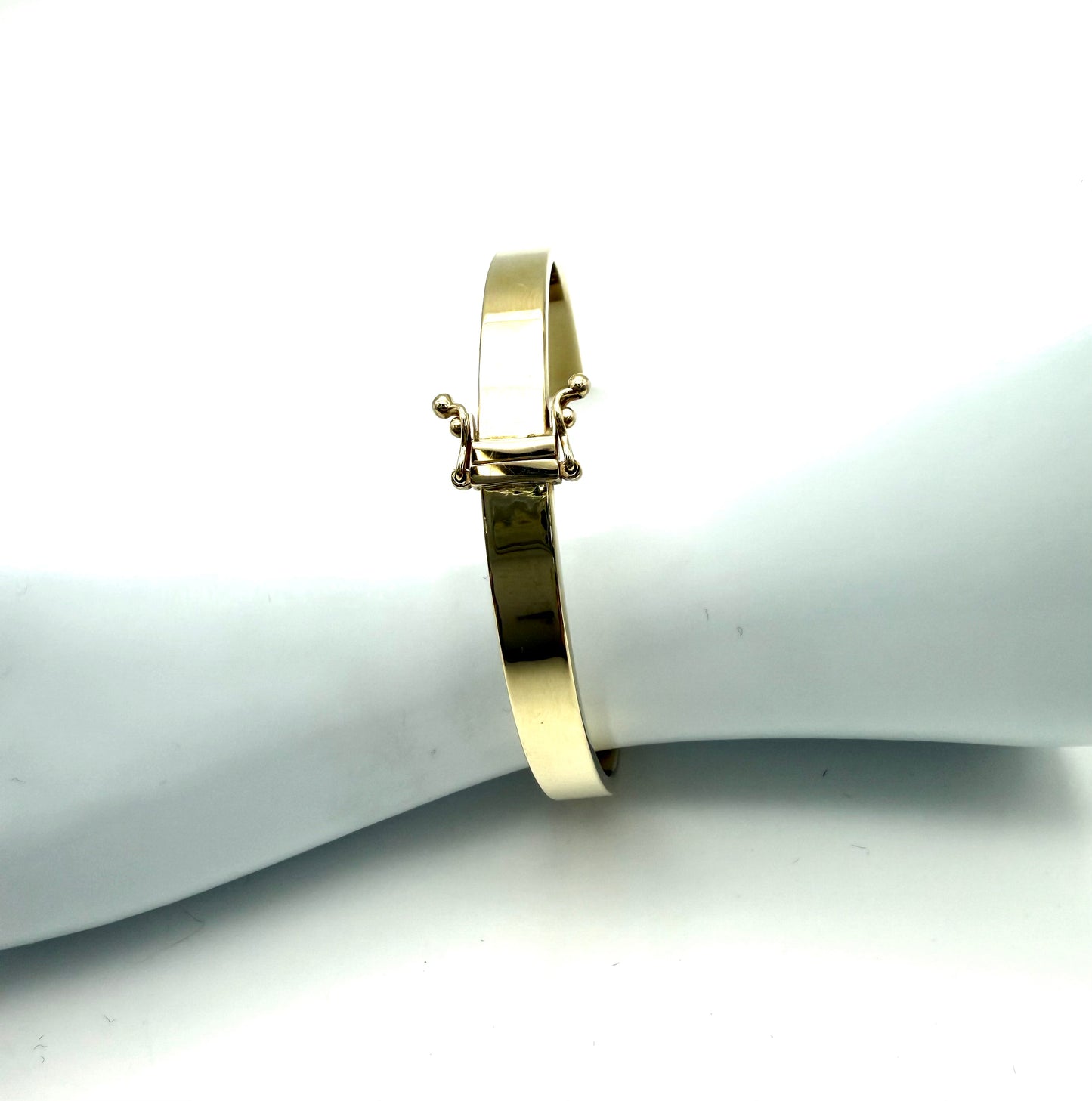 14K Solid Gold Plain Flat Bangle