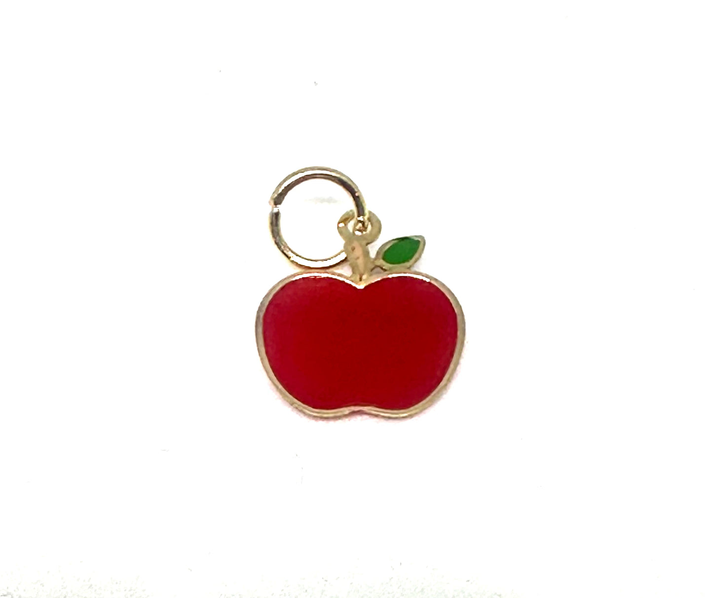 14K Solid Gold Enameled Apple Pendant