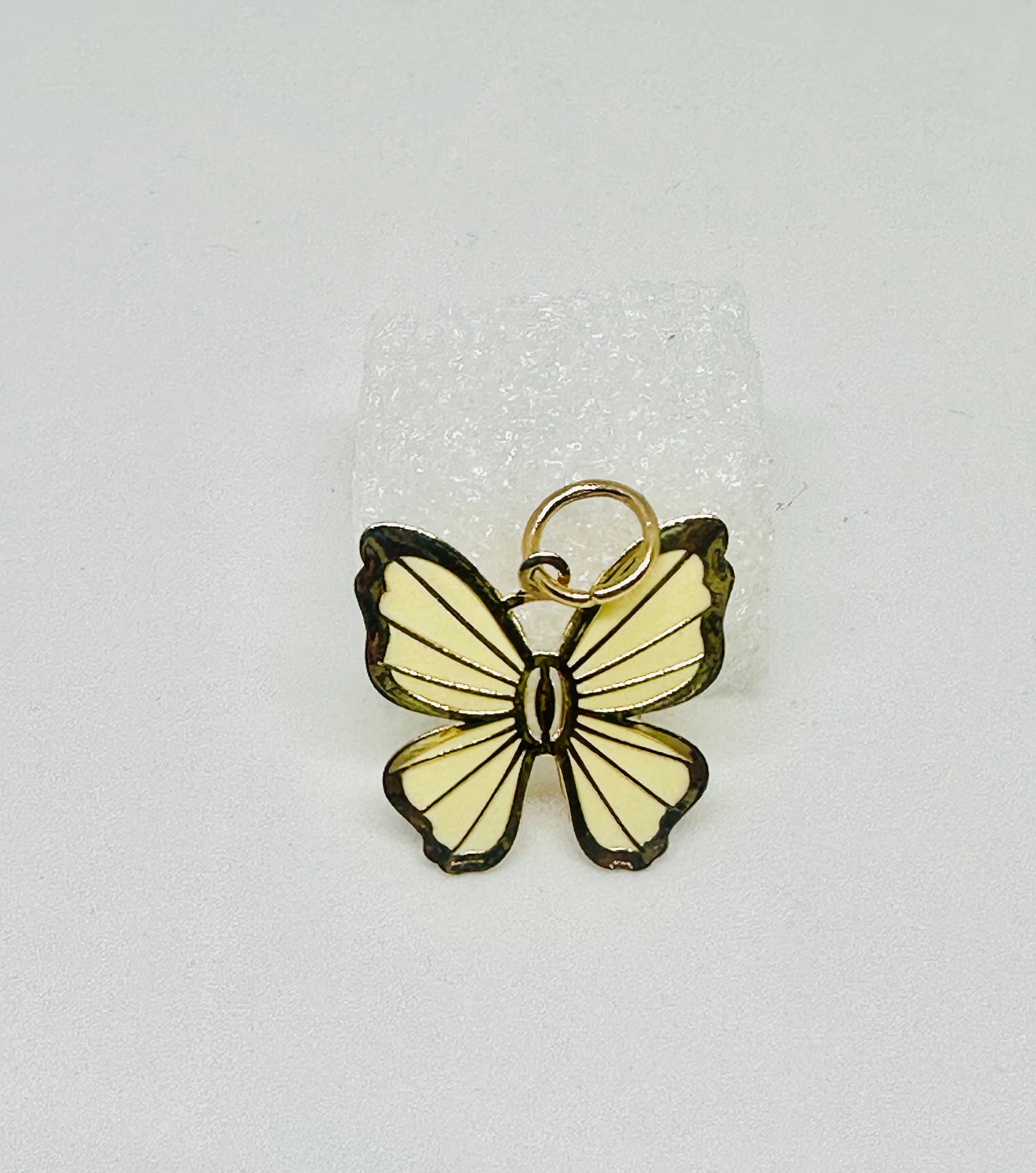 14K Solid Gold Small Enameled Butterfly Pendant