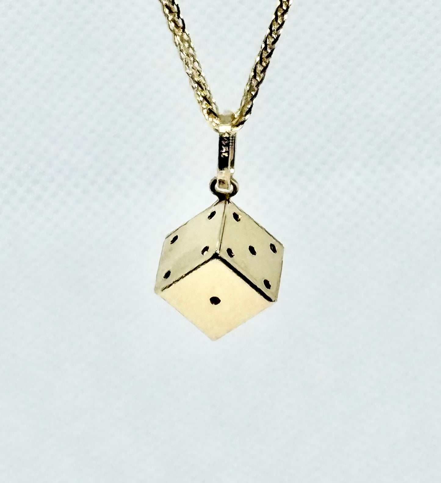 14K Solid Gold Dice Pendant