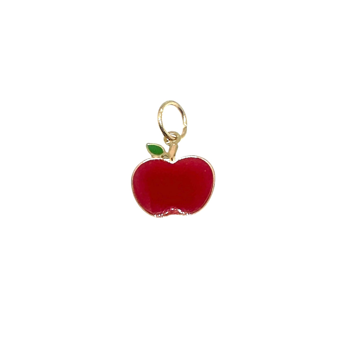 14K Solid Gold Enameled Apple Pendant