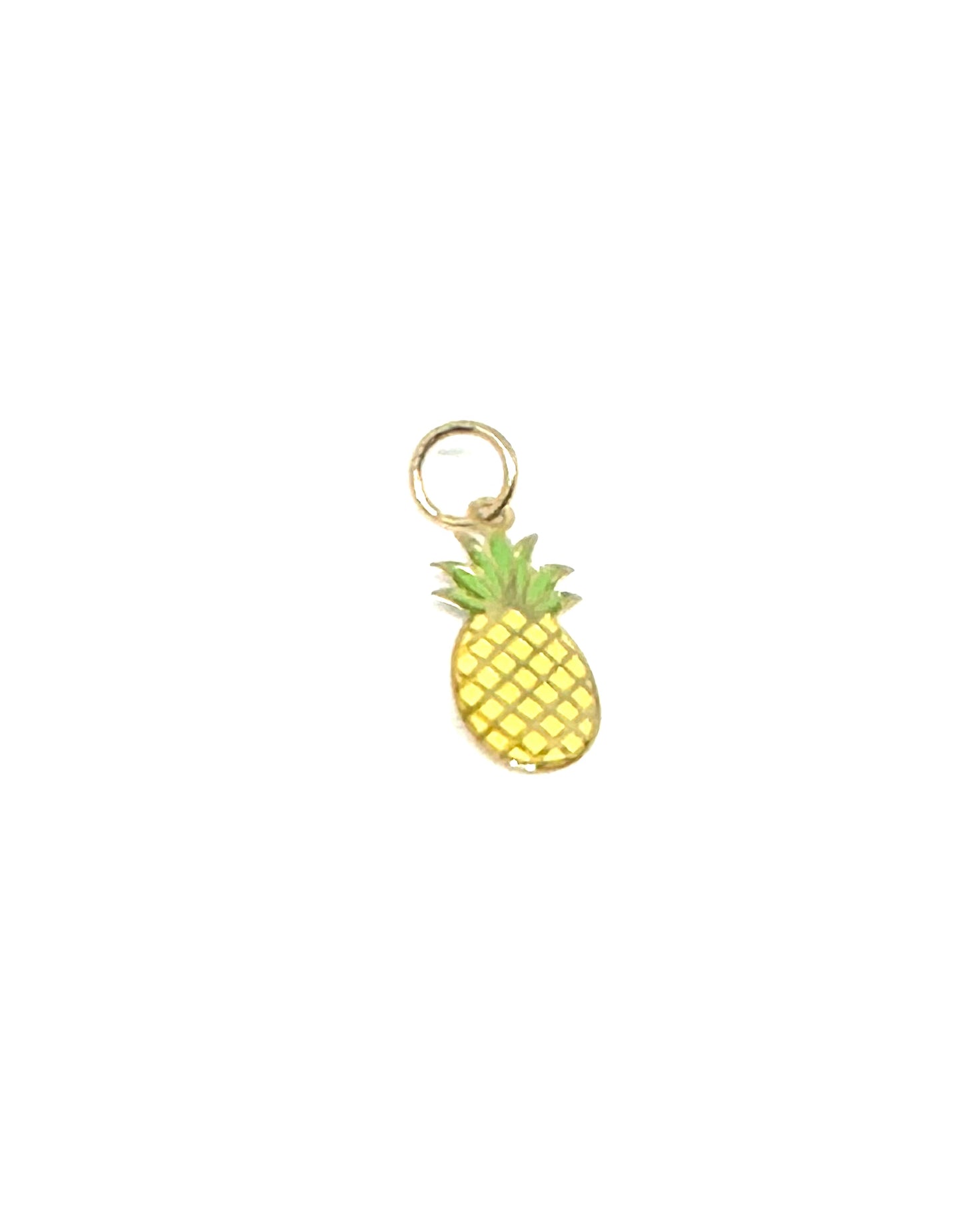 14K Solid Gold Enameled Pineapple Pendant