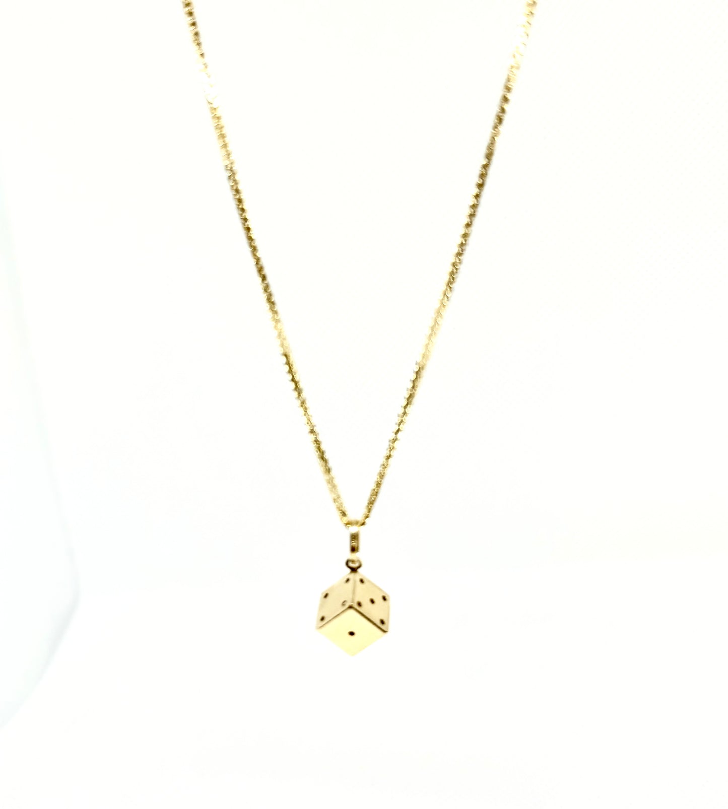 14K Solid Gold Dice Pendant