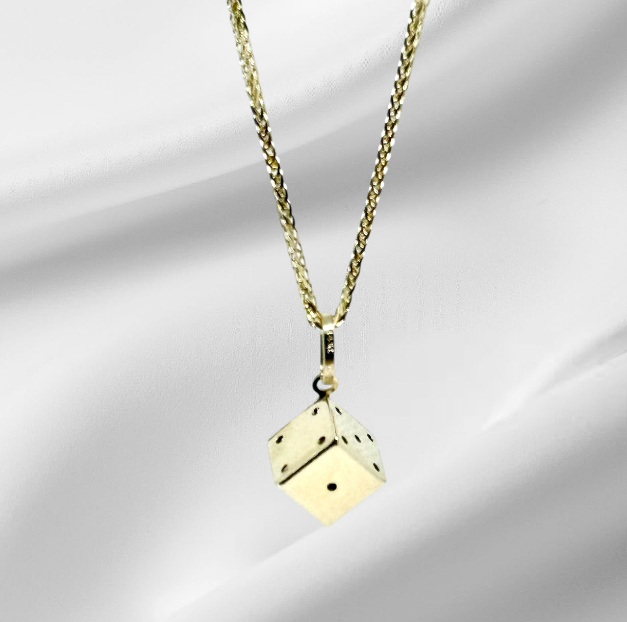 14K Solid Gold Dice Pendant
