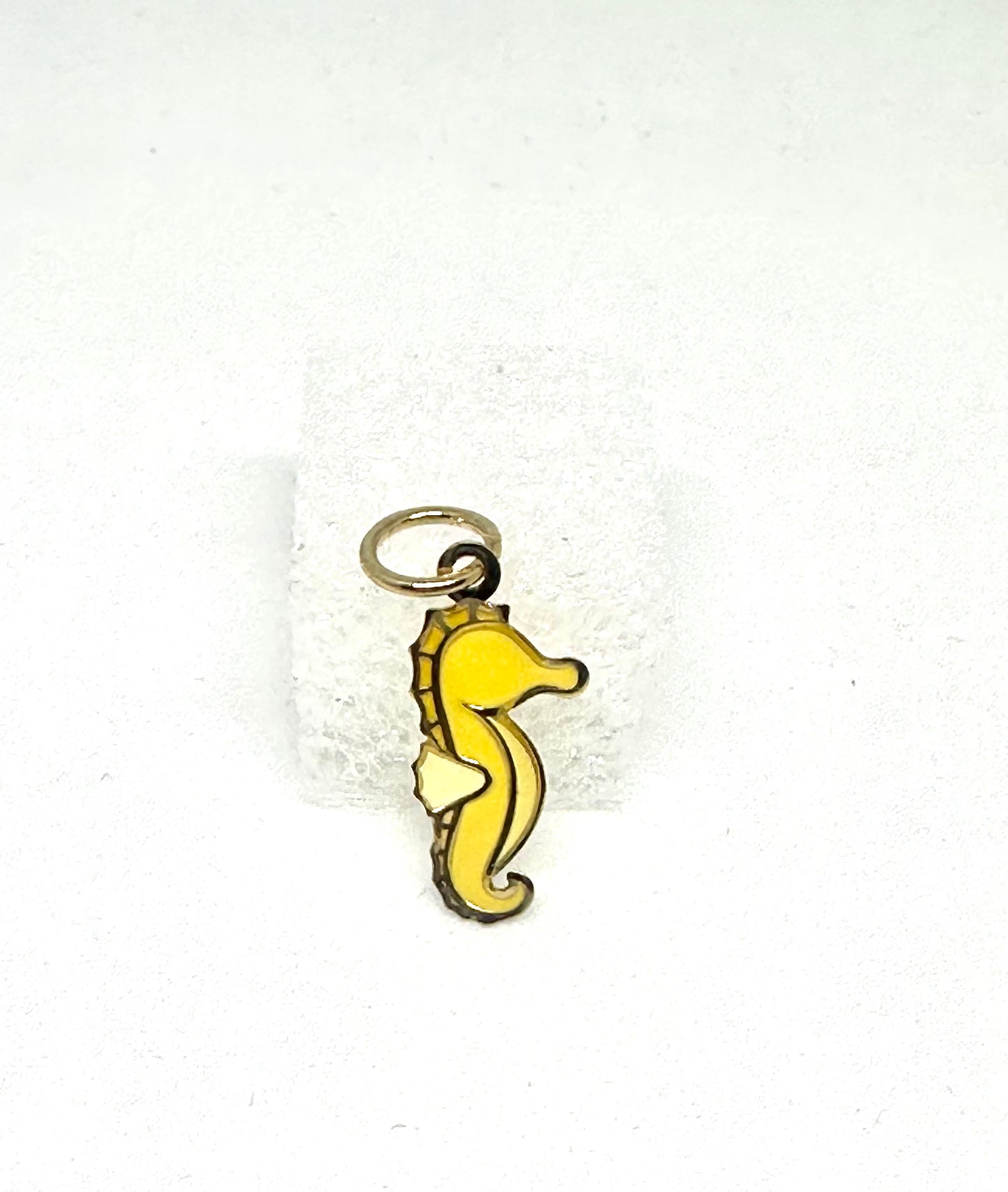 14K Solid Gold Seahorse Enamel Pendant