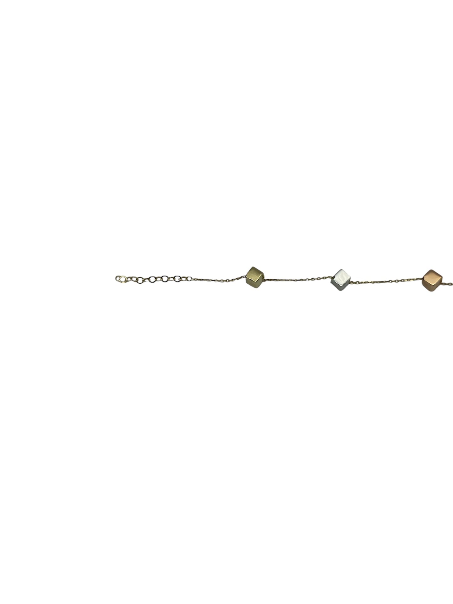 14K Solid Gold Tri Color Cube Bracelet